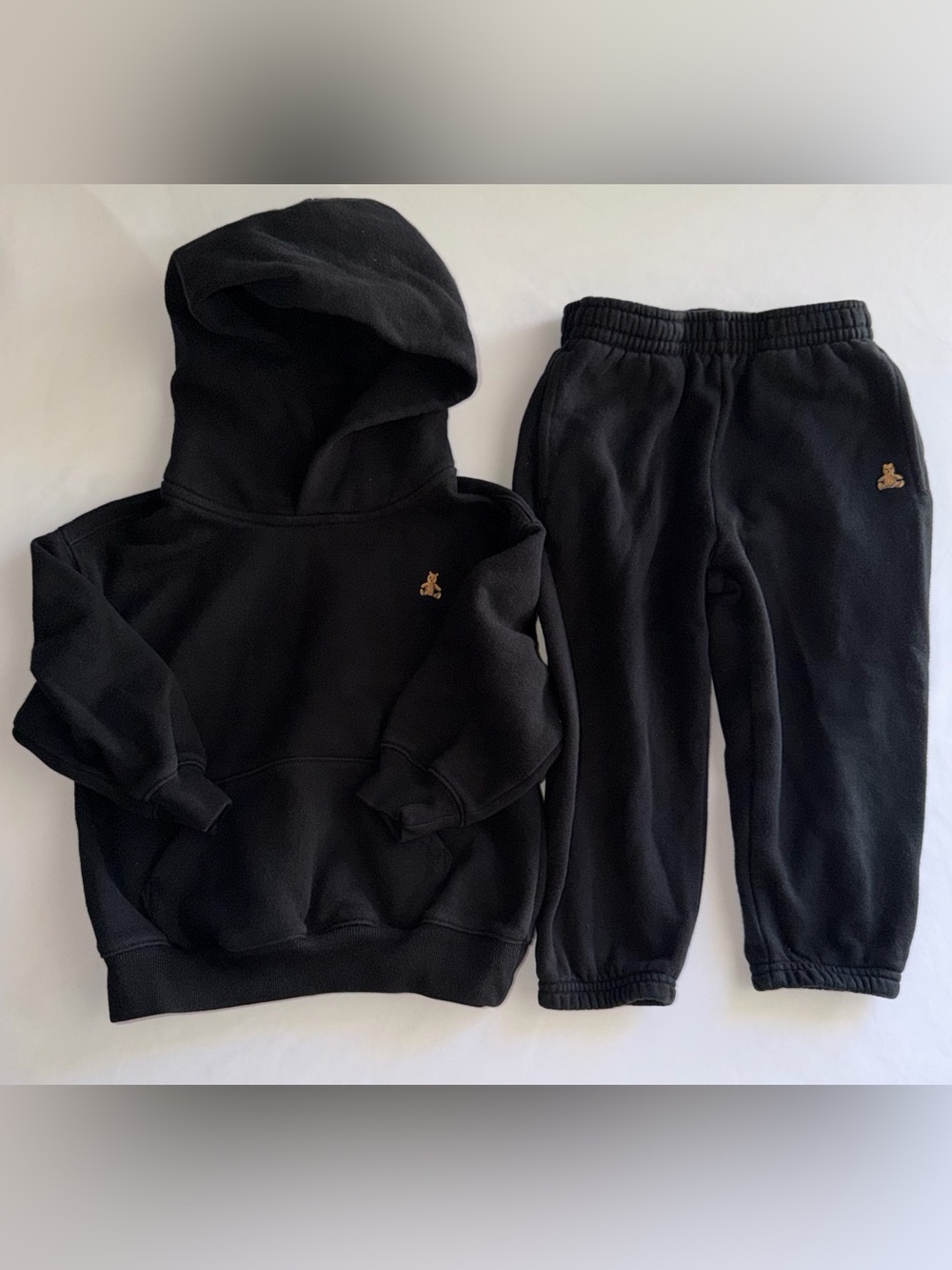 GAP Black Kids Sweatpants & Hoodie Set with Gold Logo